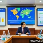 Home 21 탄소예산 설계에서의 이해관계자 협력 - A vibrant Vietnamese government office scene focused on environmental policy planning: diverse offic...