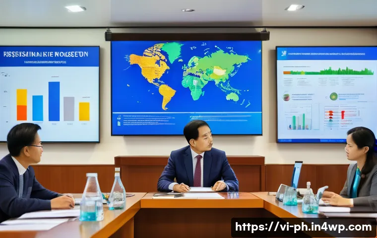 탄소예산 설계에서의 이해관계자 협력 - A vibrant Vietnamese government office scene focused on environmental policy planning: diverse offic...