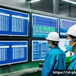 Home 18 탄소예산 정책의 경과 분석 및 보고 - A modern Vietnamese industrial steel factory interior, showing advanced clean technology equipment a...