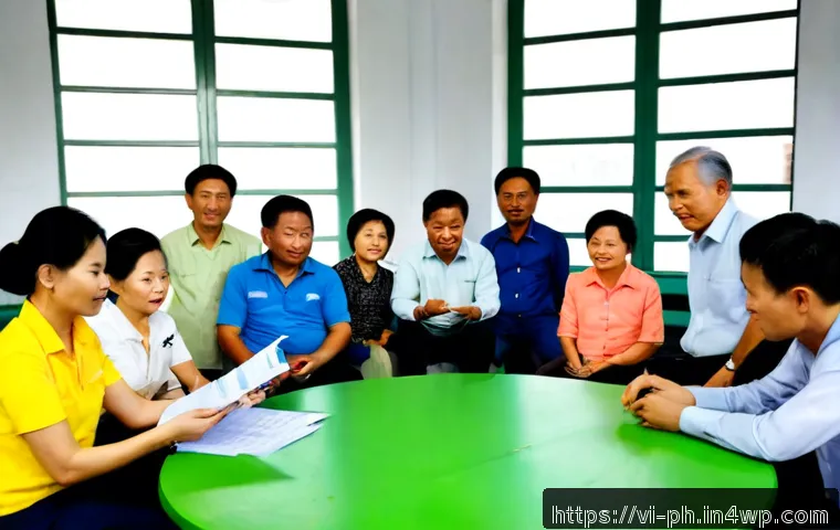 Home 26 탄소예산 관리에 대한 공공의 신뢰 구축 - Photorealistic public carbon budget consultation in a modern Hanoi community hall, diverse Vietnames...